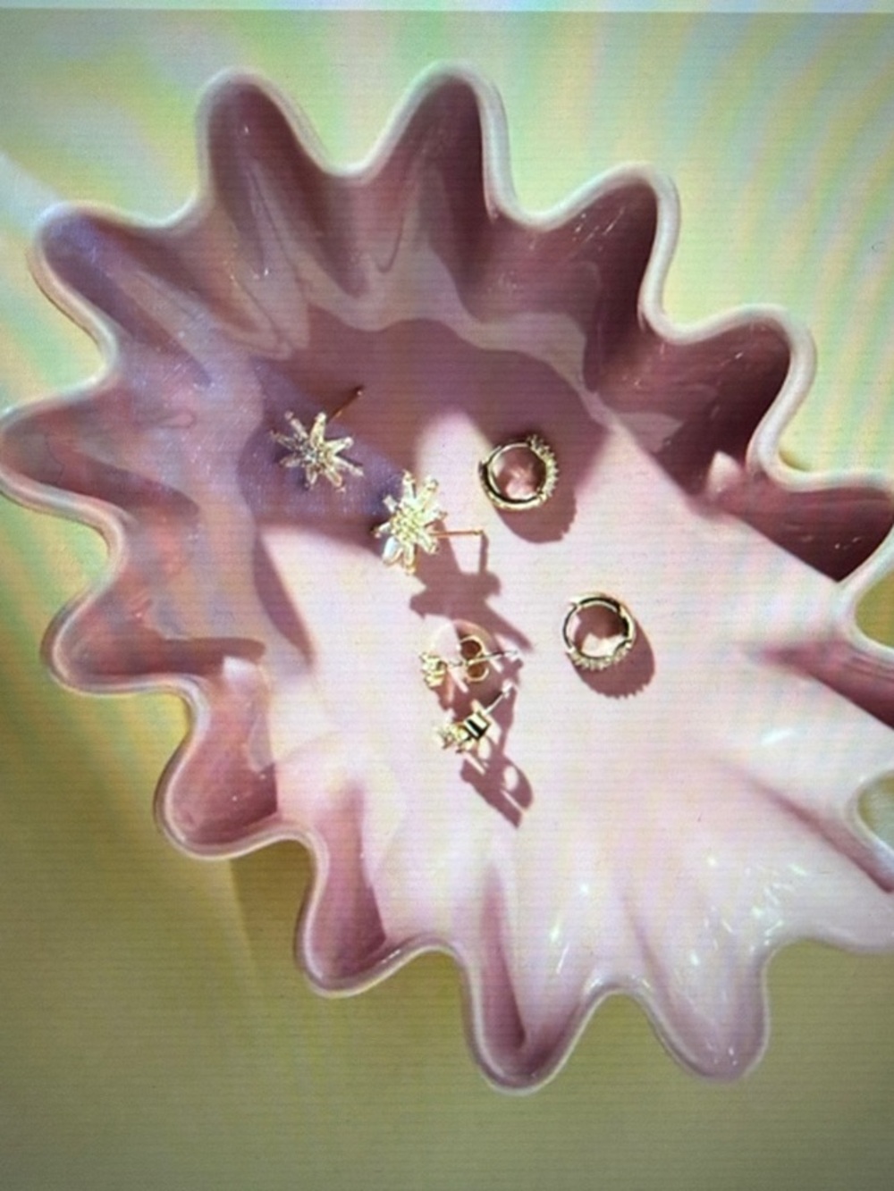 ISO anthropology, Freya, ceramic trinket tray, purple pink dish